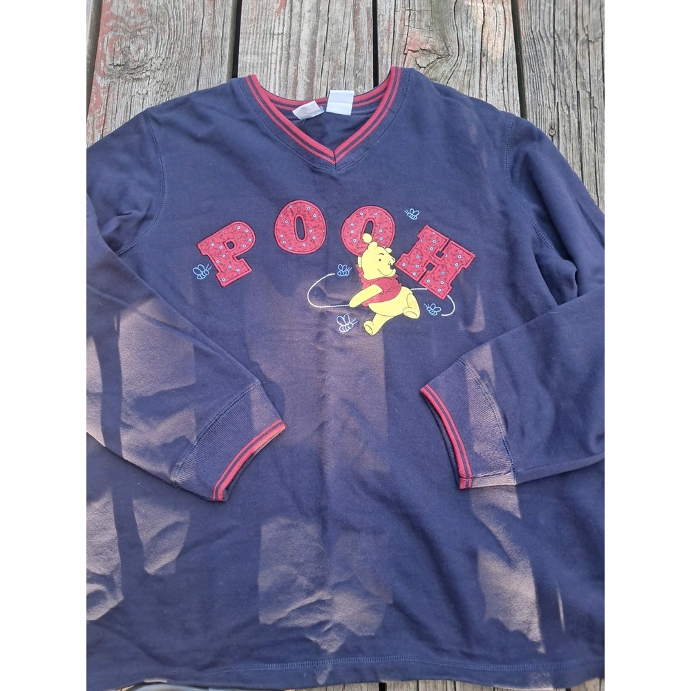 Vintage 90's Disney Winnie The Pooh Boxy Acrylic V-Neck Sweater Women's Xl a1
